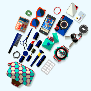 耳环图标与电子产品 卡通漫画中的科技美学交融